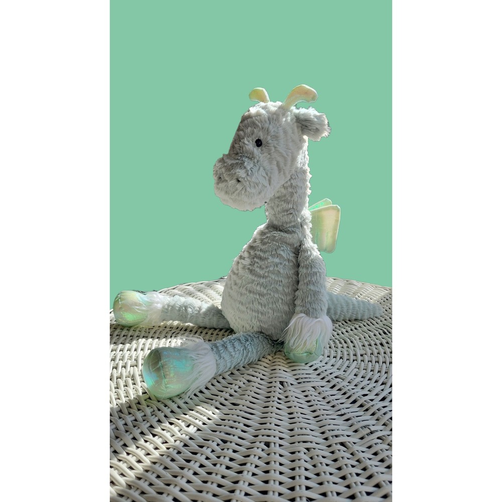 Retired Dainty Dragon Jellycat Sage Mint Green Iridescent Plush Stuffed Animal